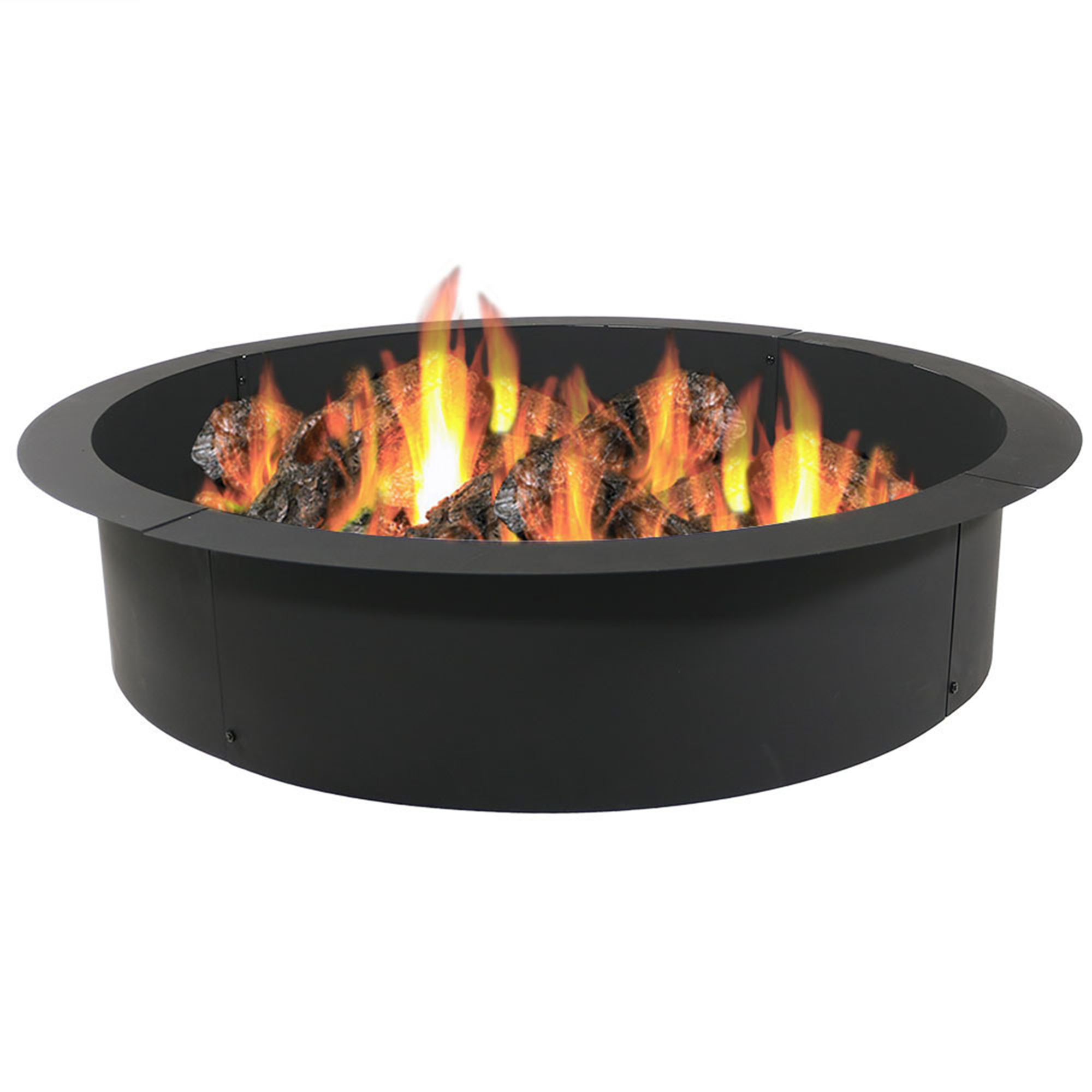 Sunnydaze Decor, Steel Fire Pit Ring Liner Fire Pit Rim - 39in., Diameter 45 in, Model# NB-FPRHD39